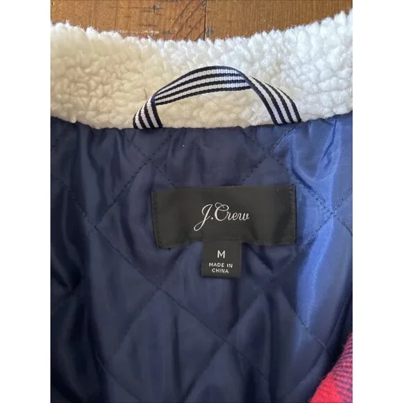 Jcrew Red & Navy Checked Wool Blend Jacket Size Medium Lumberjack Jacket